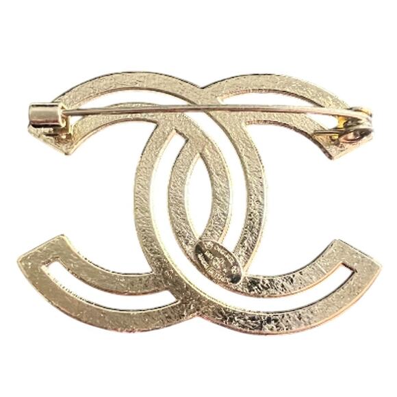 Gold CHANEL Crystal CC Brooch B21 K (CHXX020) - Picture 3 of 4